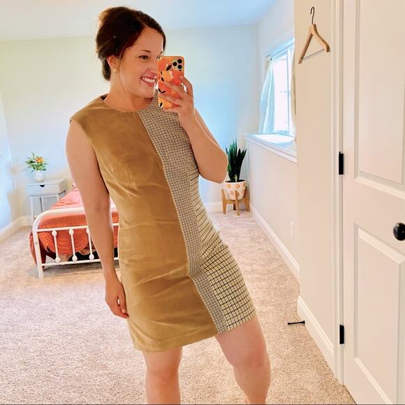 Stella McCartney Brown Plaid Velvet Bustier Mini Dress 42 Small - Picture 1 of 16